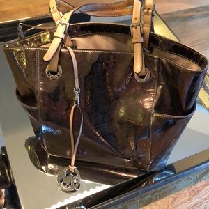 Pewter Patent Michael Kors Tote Bag